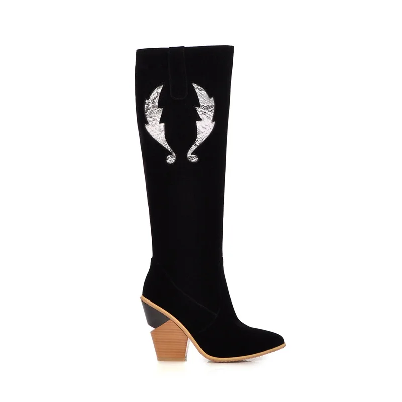 FACNDINLL/ г.; Брендовые женские сапоги из мягкой кожи на высоком каблуке; осенние сапоги; пикантные черные сапоги до колена; женская обувь