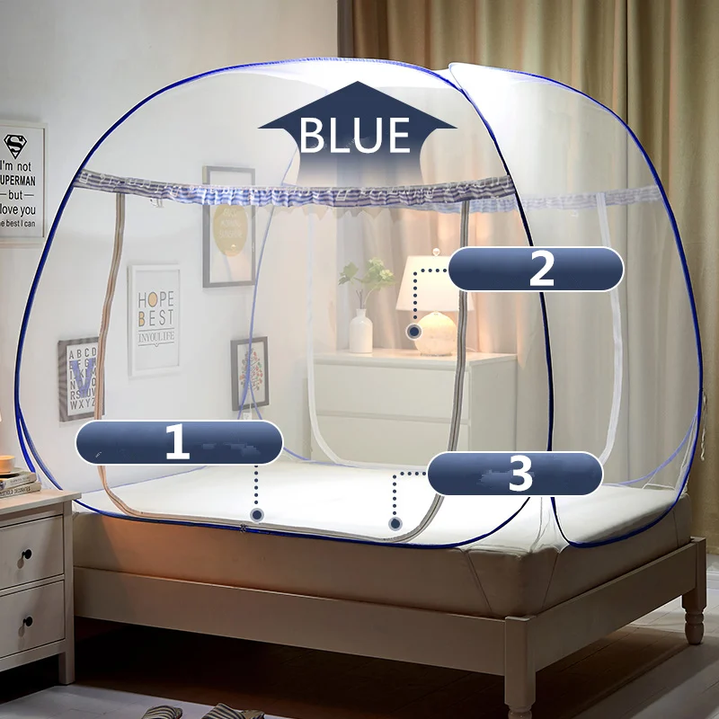 New Portable Mosquito Net Double Bed Curtain Folding Bed Curtain Canopy Tent Adults Mosquito