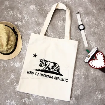 

Calfornia Republic Canvas Bag Women Girls Simple Large Capacity Storage Handbag Shoulder Bag Tote Reusable Student Bookbag