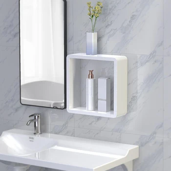 

Bathroom Storage Organization Toilet Shelf Waterproof Wall Shelves Dustproof Plastic Storage Shelf With Mirror Door For Bathroom