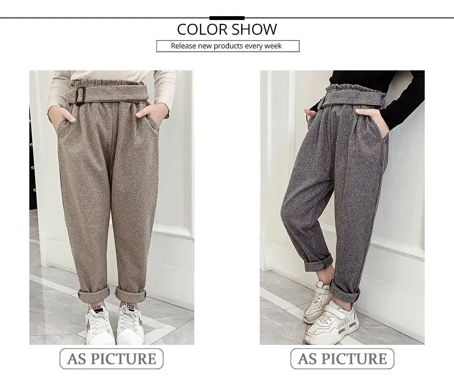 Штаны для девочек плотные теплые шерстяные штаны для девочек, свободная полная длина, детские брюки Модный зимний костюм для девочек, штаны Рождественский подарок