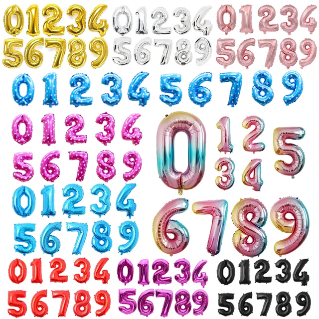 호일 생일 풍선 숫자 풍선 피규어, 웨딩 생일 파티 장식, 아이 풍선 생일