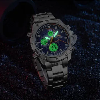 

Japan movement cosc Large dial diameter 47mm Digital+ quartz Sport Chronograph Stainless steel military Men's Dual Display Watch