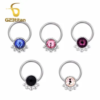 G23titan Colors Zircon Captive Bead Rings for Septum Nose Piercing 16G Titanium Rings Ear Earrings Body Jwellery perceur oreille