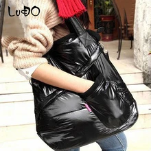 Новая мода, Зимняя женская Хлопковая Сумка, повседневная женская сумка с пухом и перьями, сумка через плечо