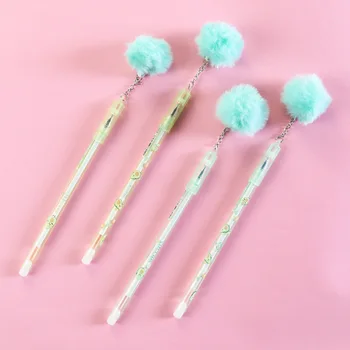 

36 pcs/lot Avocado Hairball Pendant Gel Pen Creative 0.38mm black ink Neutral Pen School writing Supplies Promotional Gift