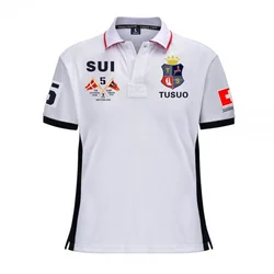Moda verão camisa polo masculina manga curta casual algodão bordado portos respirável oversize novo tamanho polo camisas