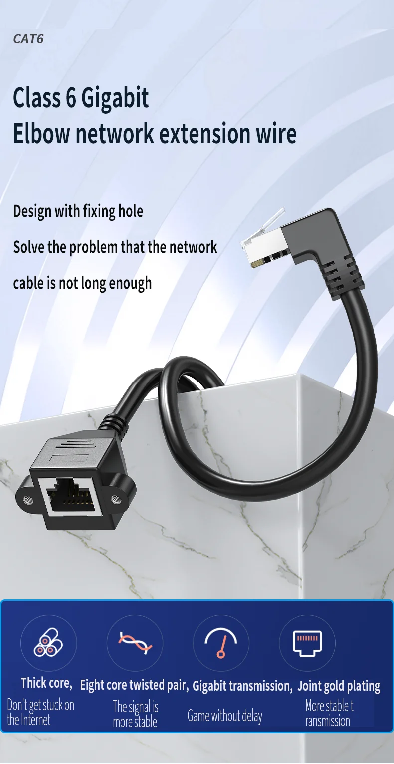 CAT6 Shielded Ethernet Extension Cable: 6 RJ45 Plugs to Jack, Gold-Plated Connectors for Router, Modem, TV, PC. Description Image.This Product Can Be Found With The Tag Names Cat6 ethernet extension cable, Computer Cables Connecting, Computer Peripherals, PC Hardware Cables Adapters