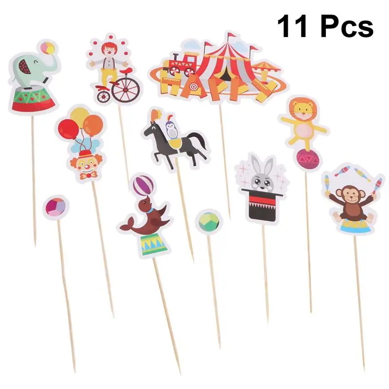 11pcs Topper Decor Cute Funny Practical Acrobatics Clown Cake Decor Circus Cake Pick For Festival Gathering Party