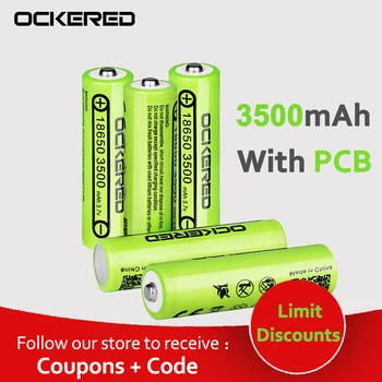

Ockered Rechargeable Bettery 18650 3500mAh Li-ion Battery 3.7 mAh 3500V Rechargeable Li-Ion Battery for Flashinglight