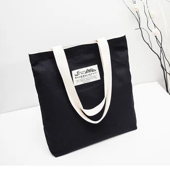

2019 Female fashion Simple Leisure The New canvas women shoulder bag handbag Ladies black totes Shopping Bag