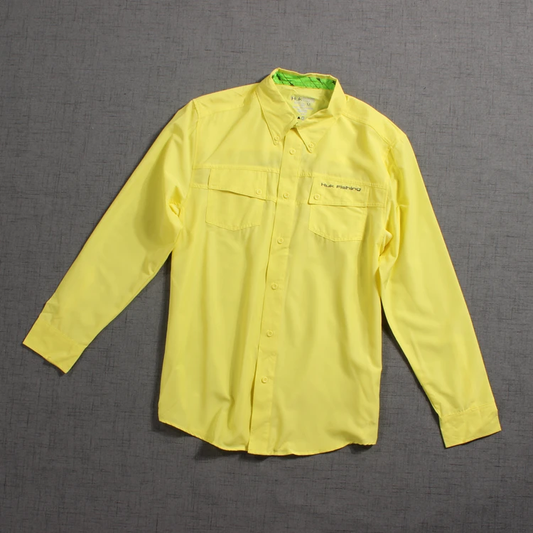 Мужская быстросохнущая рубашка с длинным рукавом для рыбалки - Цвет: yellow