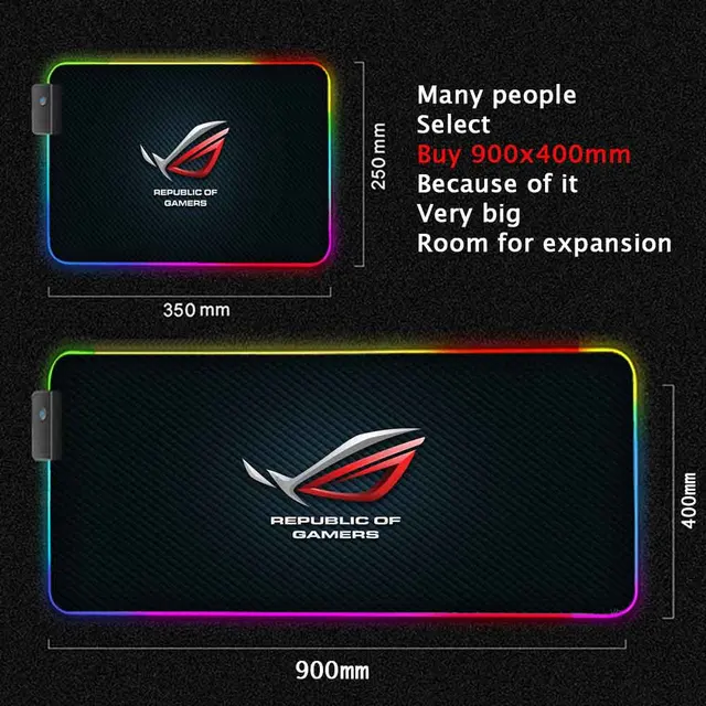 Asus Mouse Pad Rog Deco Gaming Slipmat Rgb Led Setup Gamer Decoration