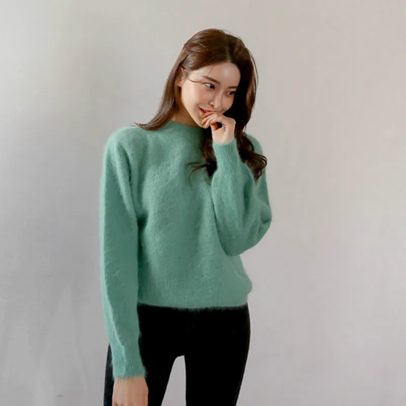 Женский осенне-зимний норковый вязанный кашемировый свитер пуловер зеленый джемпер дамские свитера Pull Femme плюс размер Sueter Mujer Jersey