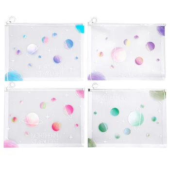 

4pcs File Pouch Waterproof Transparent Lightweight Portable File Pockets File Bags File Pouch for School Office Home