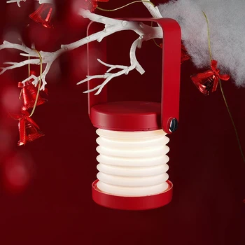 

Portable Foldable Press Dimmable LED Night Light Reading Lantern Lamp USB Charging Table Lights for Travel Home in Red