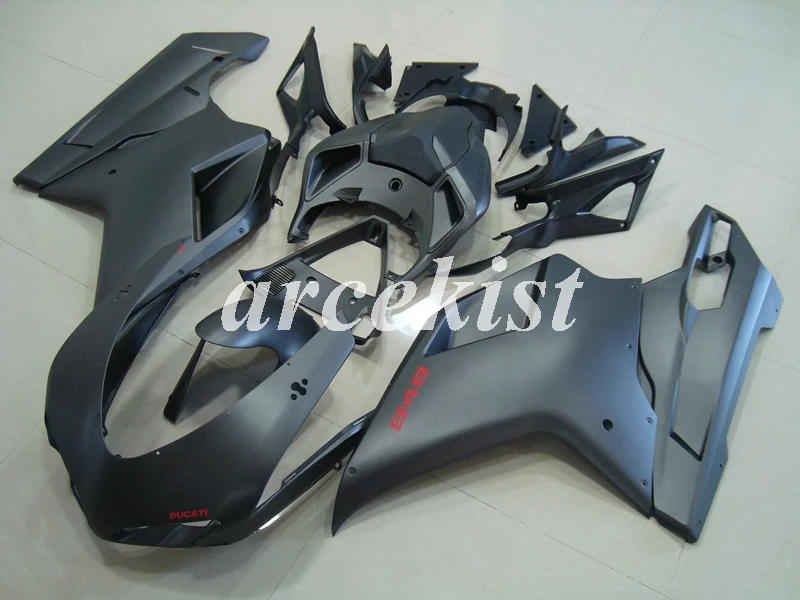 ABS полный обтекатель комплект подходит для DUCATI 848 evo 1098 1198 1098S 2007 2008 2009 2010 2011 2012 набор черный