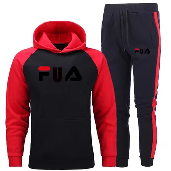 

2020 men's hoodie suit fashion printing autumn and winter brand casual sports suit men's suit sports two piece stitching hoodie