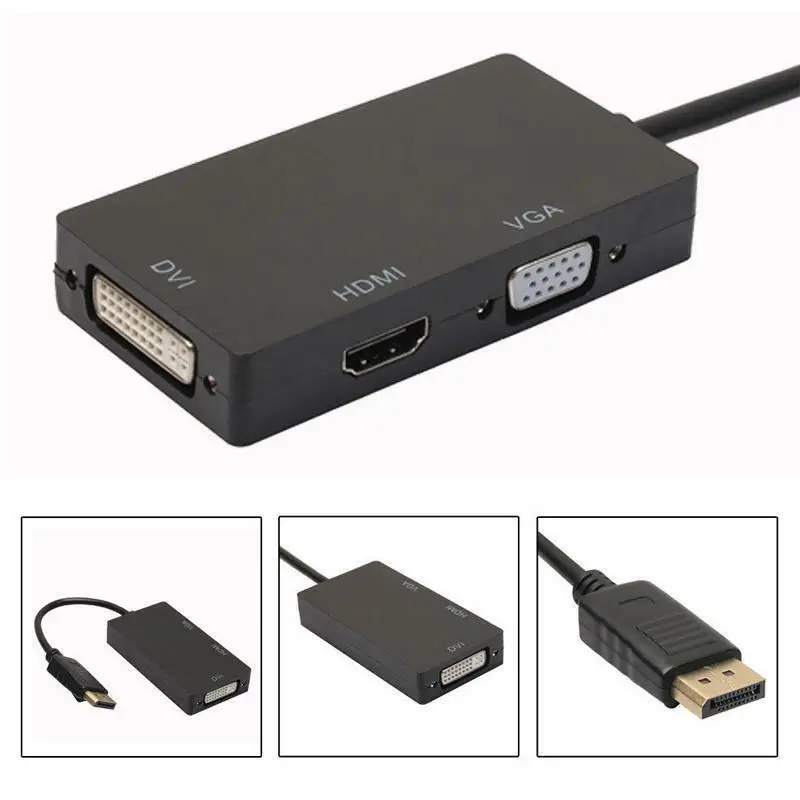 Good Converter Adapter 3in1 DP Display Port Male to Female Cable DVI/HDMI /VGA