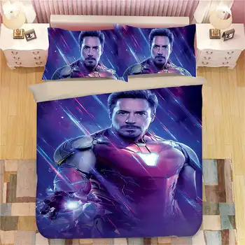 

3D Robert Downey Jr. Iron Man bedding set Queen size quilt duvet covers for Boys bedroom decor Children's Bed Sheet 3 pcs Kids