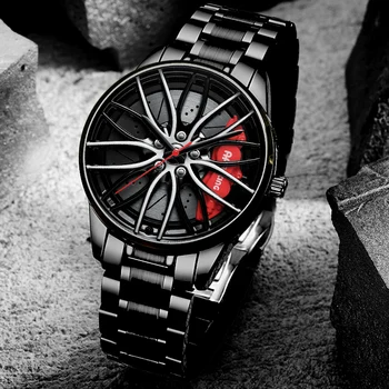 

NEKTOM Car Wheel Rim Hub Watch Custom Design Sport Car Rim Watches Waterproof Creative Relogio Masculino Watch Man Wrist Watch