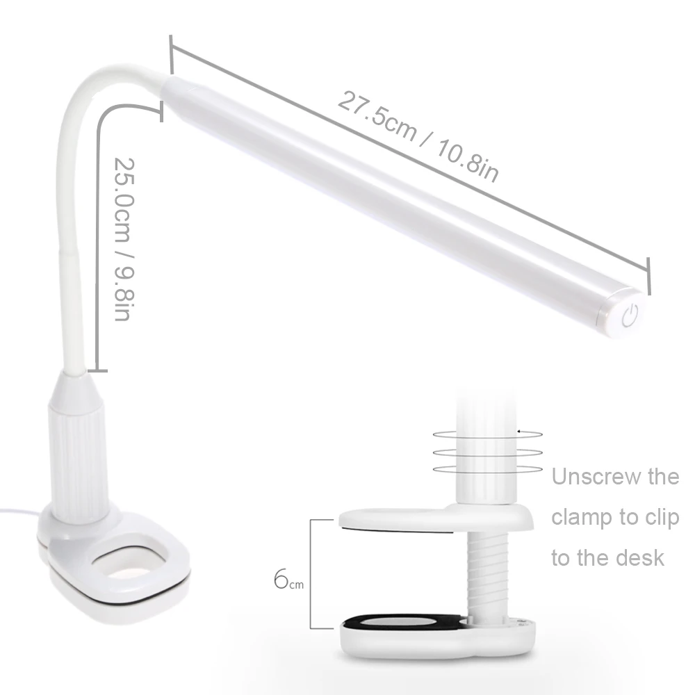 5W 24 LEDs Eye Protect Clamp Clip Light Table Lamp Stepless Dimmable Bendable USB Powered Touch Sensor Control reading desk lamp