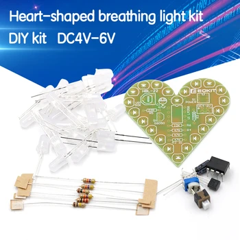 

DIY Kit Heart Shape Breathing Lamp Kit DC 4V-6V Breathing LED Suite Red White Blue Green DIY Electronic Production for Learning