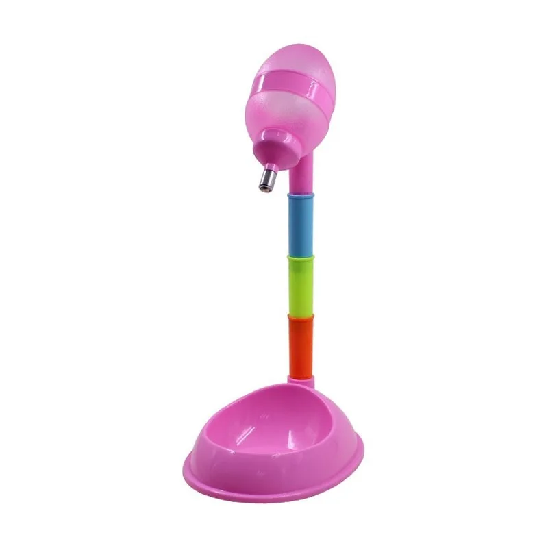 Single seat pink Питейные фонтаны для собак, питатель для домашних животных, раздел для питья плюшевой воды, высокий чайник для воды, вертикальное автоматическое устройство для кормления кошек - Цвет: Single seat pink