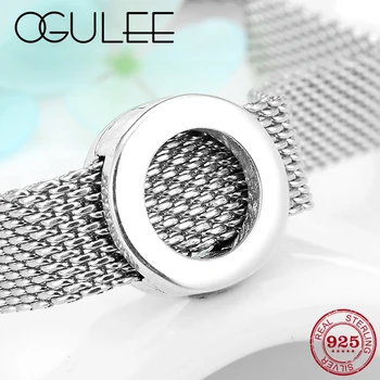 

New 925 Sterling Silver Clip Beads Round Openwork Lucky Letter O Bead Fit Original reflection Charm Bracelet Jewelry making 2019