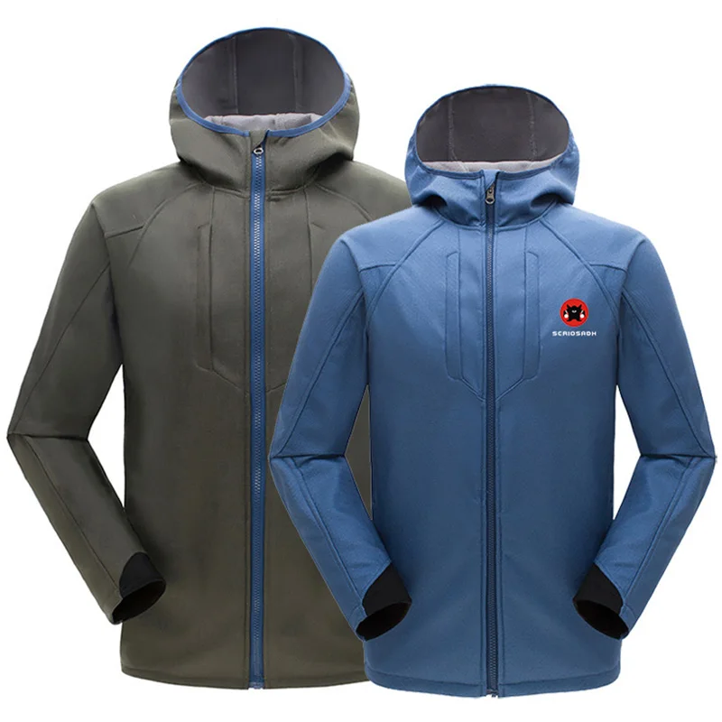 SCRIOSADH New Outdoor Men's Jacket Waterproof Hiking Windbreaker Fleece