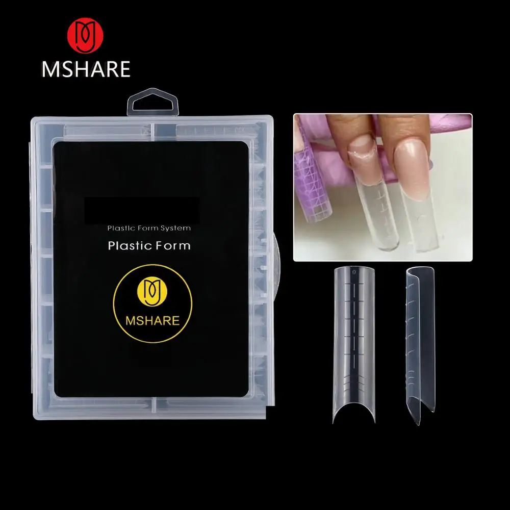 MSHARE Dual Form Tips Plastic Nail Extension Half Cover Arch Top Forms UV Acrylic Gel Extended False Tip 12 Size 120pcs | Красота и