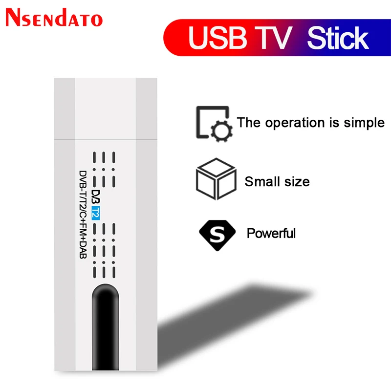 Digital Satellite DVB-T2/T DVB-C USB 2.0 TV Tuner Stick HDTV Receiver with Antenna Remote Control USB TV Dongle for Windows PC