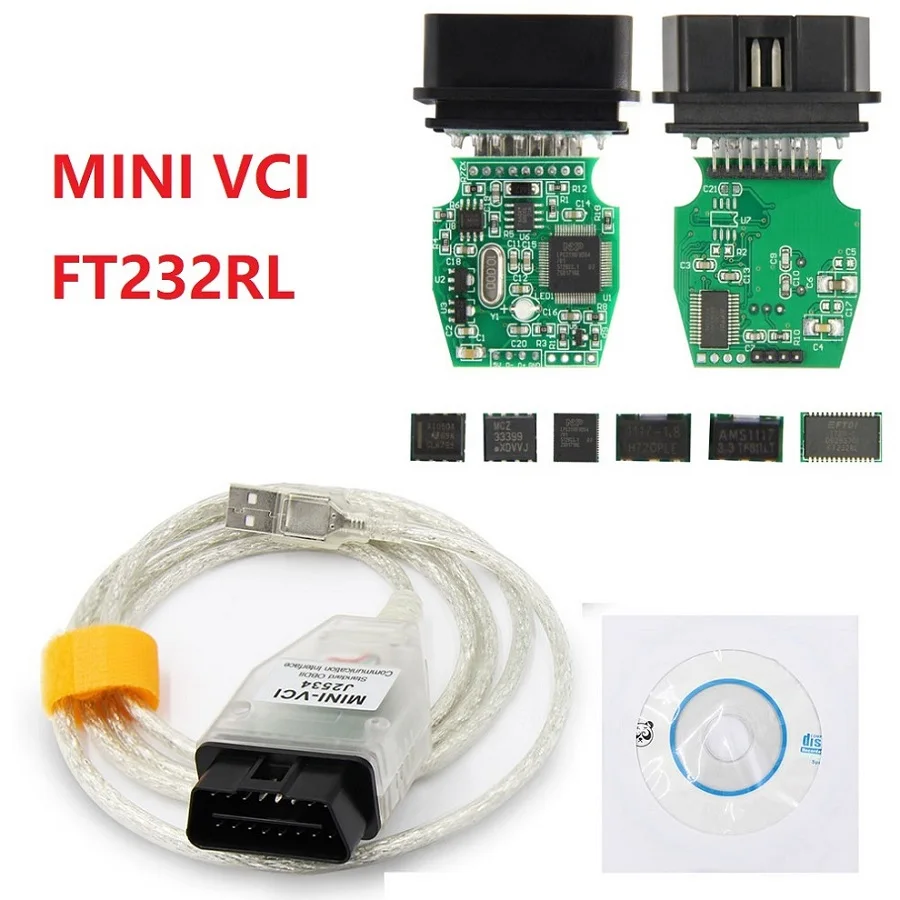 Диагностический кабель V15.00.028 MINI VCI J2534 OBD2 TIS Techstream мини FT232RL сканер интерфейс