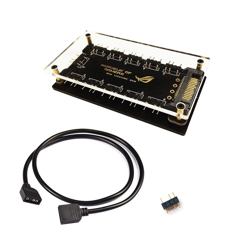ASUS AURA SYNC 5V 3-pin RGB 10 Hub Splitter SATA Power 3pin ARGB Adapter Extension Cable for GIGABYTE MSI ASRock RGB LED w/ Case