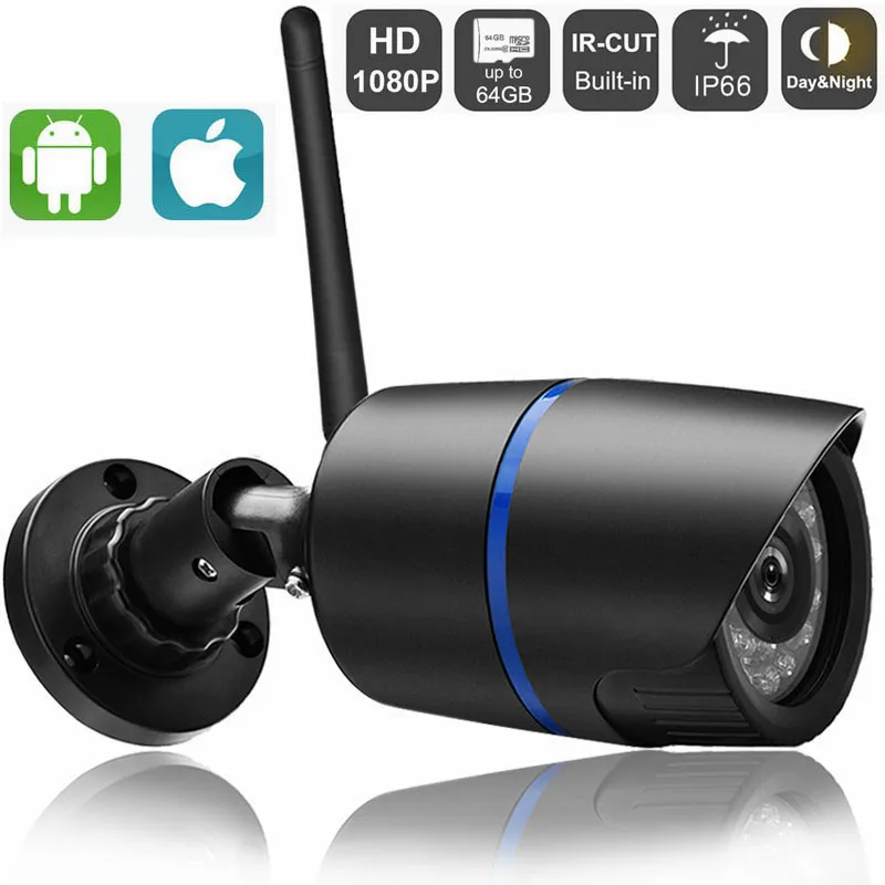 HD 1080P 720P Беспроводная ip камера P2P Обнаружение движения Водонепроницаемая WiFi пуля