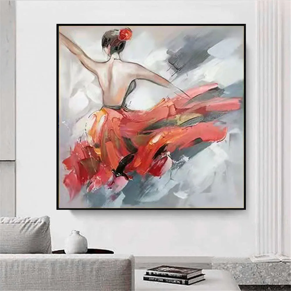

Hand-painted abstract oil painting modern dancer performance art picture gorgeous color canvas picture for home room decor hotel