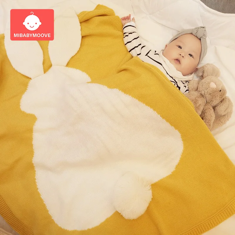 

Baby Blanket Newborn Cute Rabbit Ear Nap Blanket Soft Warm Knitted Swaddle Kids Air Conditioning Blanket Toddler Bedding Blanket
