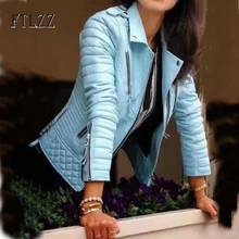 Женское модное кожаное пальто, верхняя одежда, новинка, весенне-осенняя женская тонкая куртка с отложным воротником на молнии, байкер мото, куртка из искусственной кожи