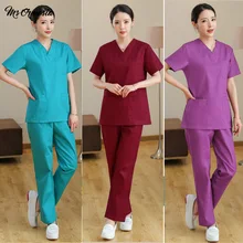 Медицинская хирургическая униформа, Высококачественная рабочая одежда для салона красоты, дышащая рабочая одежда для врача, стоматолога, аптекаря, скрабы для кормления, топы