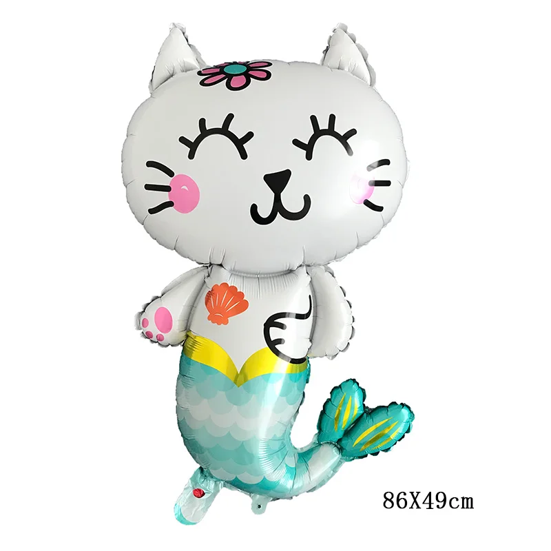 

1pcs 86X49cm Cute cartoon mermaid cat balloon Globos wedding child birthday party decoration kids Baby shower Helium balloon