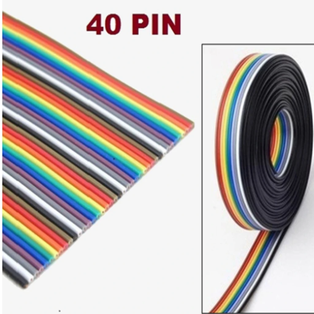 1M 1.17mm 40PIN Wire Flat Multicolored Flexible Rainbow Ribbon Jumper Cable