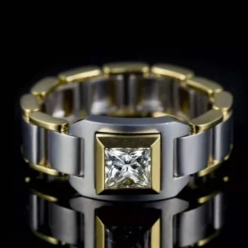 

Double Color Inlay Zircon Ring Female Male Luxury Engagement Wedding Jewelry Women Party Gift