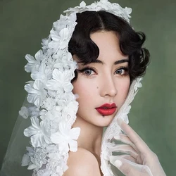 Vintage Bridal Veils Handmake Flower Lace Edge One Layer Long Wedding Veils High Quality Wedding Acsessoire