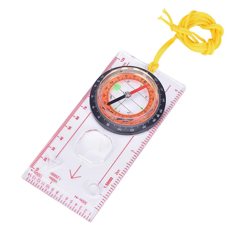 

2021 Outdoor Portable Hiking Camping Ruler Map Magnifier Liquid Filled Compass Best Deal