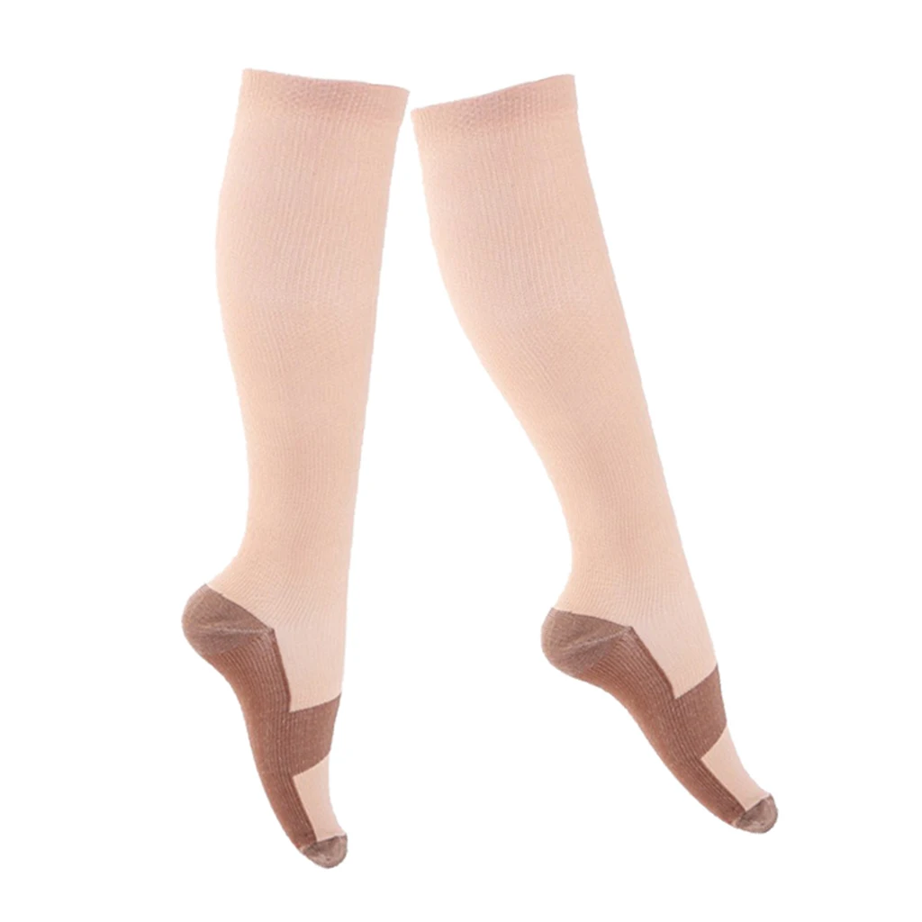 Unisex Copper Infused Compression Socks Calf Sleeve 20-30mmHg Graduated Flight Travel Anti-Fatigue Knee Stockings Magic sock