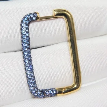 

925 Sterling Silver Elegant Large Rectangle Earring Gold Geometric crystal Rectangular earring 1PC Senior Dinner party jewelry