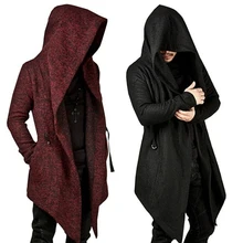 Новинка, стимпанк, мужской, готический, с капюшоном, неровный, красный, черный, Тренч, Ретро стиль, мужская верхняя одежда, плащ, модный Тренч для мужчин s