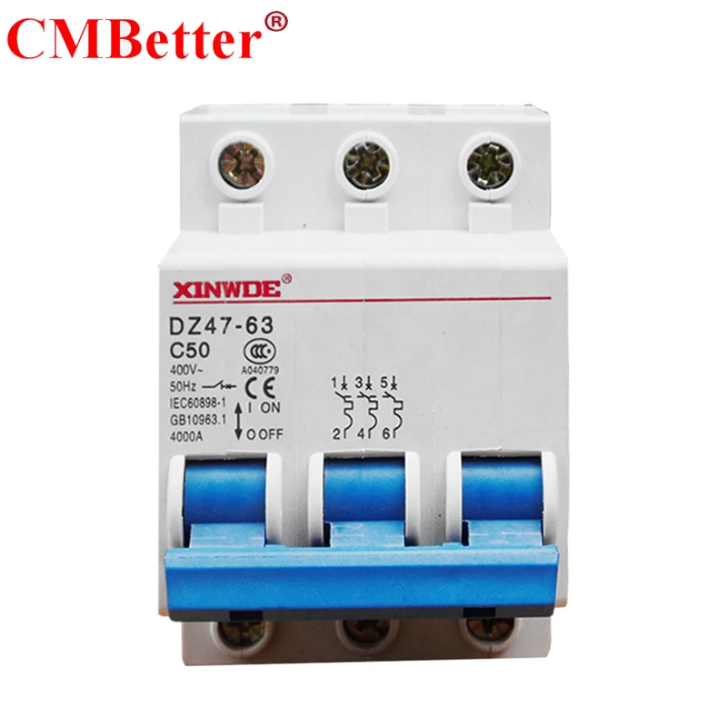 

3P AC 230V Or 400V DZ47-63 6A 10A 16A 20A 25A 32A 40A 50A 63A Mini Circuit Breaker MCB Cutout Switch Breaker Switch Chopper
