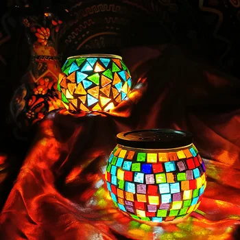 

Table Lamps For Living Room Abajur Candlestick Manual Turkey Wind Mosaic Glass Candles Lights Decoration Small Night Wholesale