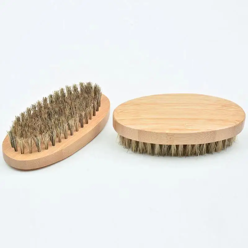 

Men Beard Brush Natural Boar Bristle Shaving Comb Face Massage Handmade Yellow Cleaning Grooming Male Facial Hair Brush